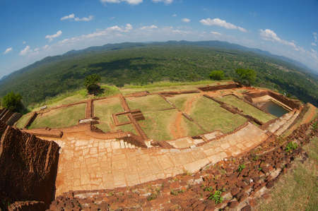 Ancient ruins  on top of the Sigiriya Rock fortress in Sigiriya, Sri Lanka.の写真素材