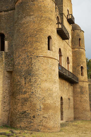 Gondar, Ethiopia - January 22, 2010: Exterior wall of the medieval fortress in Gondar, Ethiopia....