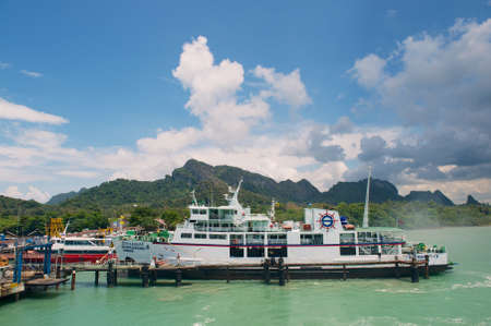 Donsak, Thailand - April 05, 2012: Seatranferry company in Donsak, Thailand.のeditorial素材