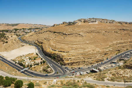 Karak, Jordan - August 22, 2012: View to the city from Al Karak hill in Karak, Jordan.のeditorial素材