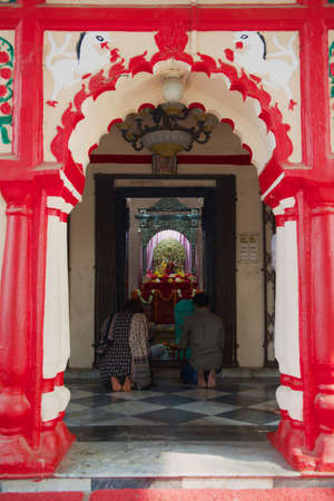 Dhaka, Bangladesh - February 22, 2014: People pray at the Dhakeshwari Hindu Temple in Dhaka, Bangladesh. It is the most important Hindu place of worship in Bangladesh.のeditorial素材