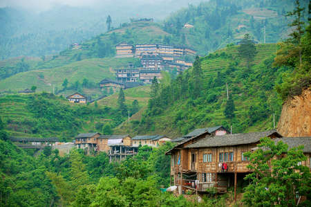 Longsheng, China - May 06, 2009: The Longsheng Rice Terraces and village in Longsheng County about 100 km from Guilin, China.のeditorial素材
