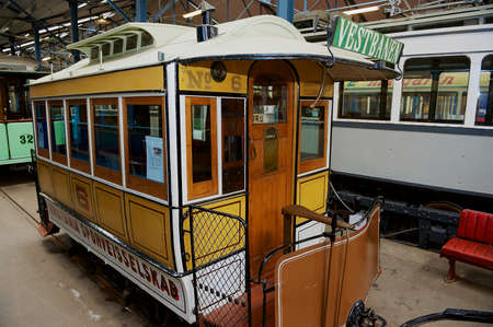 Oslo, Norway - June 03, 2012: Exposition of Sporveismuseet - Tramway (Transport) museum  in Oslo, Norway.のeditorial素材