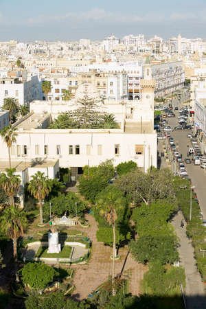 Sfax, Tunisia - November 30,2011: High angle view to the street in downtown in Sfax, Tunisia.のeditorial素材