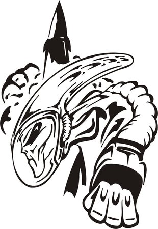 The alien in a survival suit and a pressure helmet.のイラスト素材