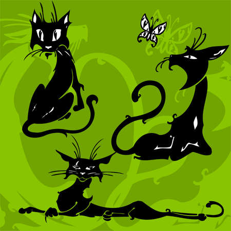 Beautiful Cats.Vector Illustration.Vinyl Ready.のイラスト素材