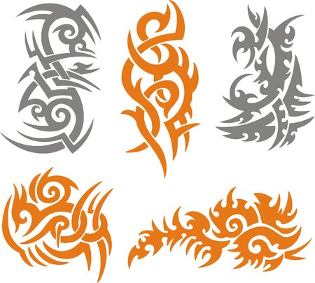Tribal Tattoo Set Vector Illustration. Collection のイラスト素材