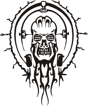 Cyber Skull - illustration. Ready for vinyl cutting. のイラスト素材