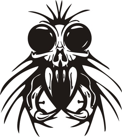 Cyber Skull - illustration. Ready for vinyl cutting. のイラスト素材
