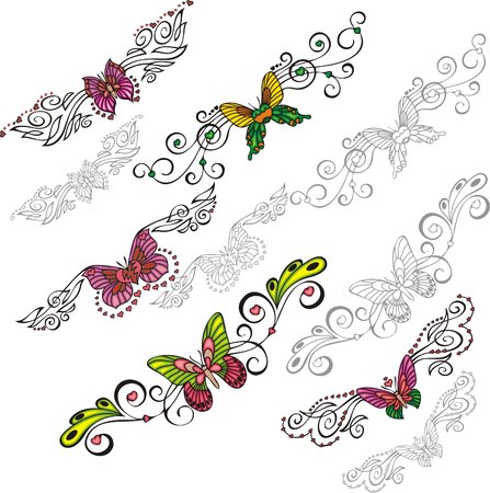 A set of Butterflies and exquisite design elements のイラスト素材