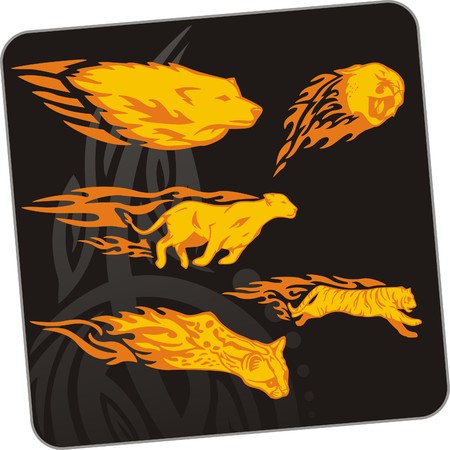 Tiger and Wolf.  illustration. Ready for vinyl cutting.のイラスト素材