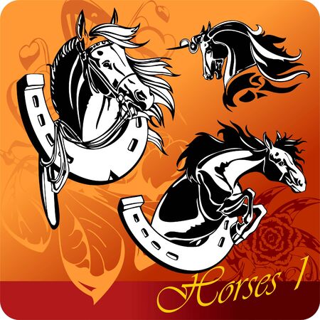 Flaming Horses. Illustration.Vinyl Ready.のイラスト素材