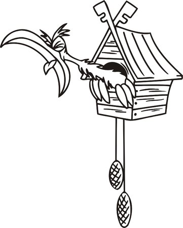 Cuckoo in the clock.Funny Birds.Vector Illustration.Vinyl Ready.のイラスト素材