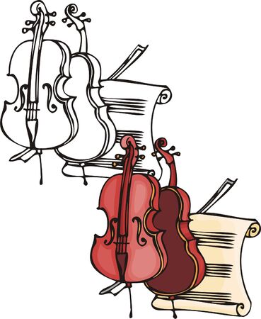 Red bayan. Musical instruments. Vector illustration - color   b/w versions.のイラスト素材