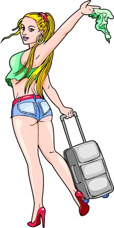 Pin-up Girls.  illustration ready for vinyl cutting. のイラスト素材