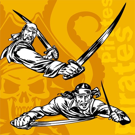 Pirates.  Illustration.Vinyl Ready.のイラスト素材