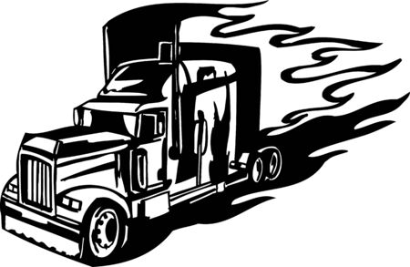 Racing Trucks with inclusion of a flames and tribal. illustration ready for vinyl cutting.のイラスト素材