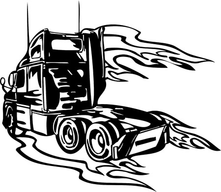 Racing Trucks with inclusion of a flames and tribal. illustration ready for vinyl cutting.のイラスト素材