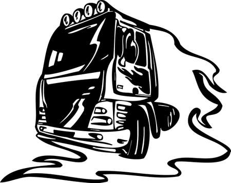 Racing Trucks with inclusion of a flames and tribal. illustration ready for vinyl cutting.のイラスト素材