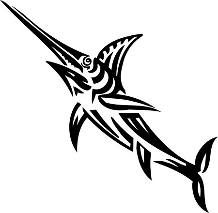 Fish.Tribal Animals.Vector illustration ready for vinyl cutting.のイラスト素材