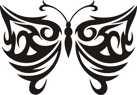 Tribal Butterflies.Vector illustration ready for vinyl cutting.のイラスト素材