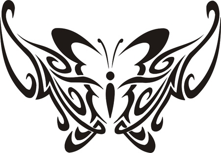 Tribal Butterflies.Vector illustration ready for vinyl cutting.のイラスト素材