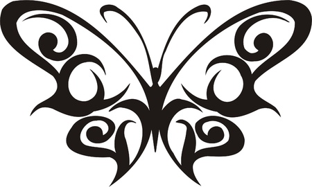 Tribal Butterflies.Vector illustration ready for vinyl cutting.のイラスト素材