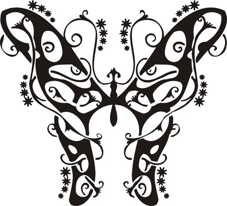 Tribal Butterflies.Vector illustration ready for vinyl cutting.のイラスト素材