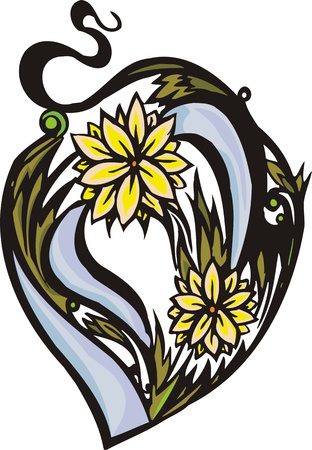 Hearts & Flowers .Vector illustration ready for vinyl cutting.のイラスト素材