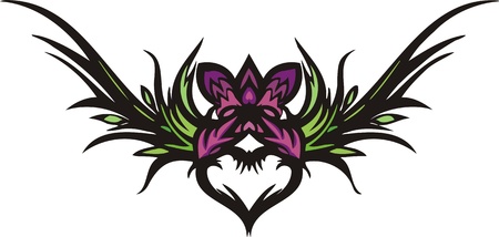 Hearts & Flowers.  illustration ready for vinyl cutting.のイラスト素材