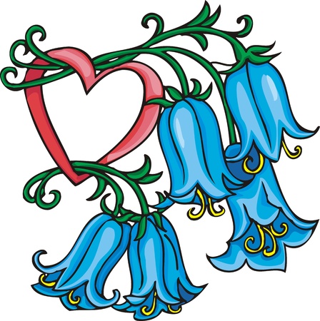 Hearts &  Flowers .Vector illustration ready for vinyl cutting.のイラスト素材