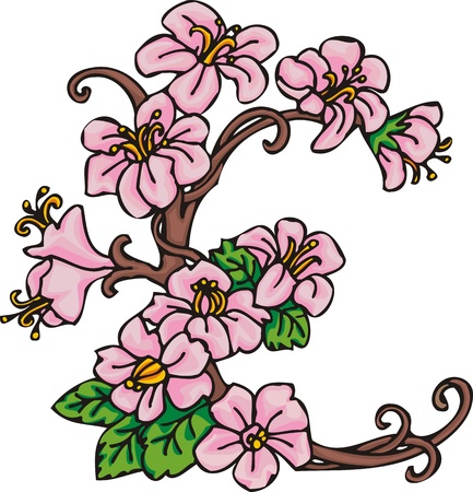 Hearts & Flowers .Vector illustration ready for vinyl cutting.のイラスト素材