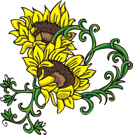 Hearts & Flowers .Vector illustration ready for vinyl cutting.のイラスト素材