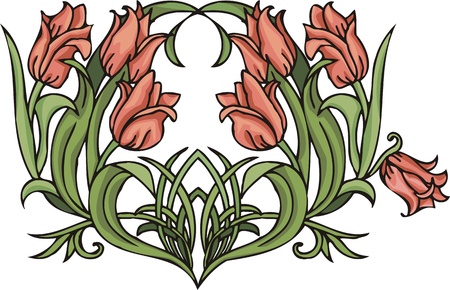 Hearts & Flowers.  illustration ready for vinyl cutting.のイラスト素材