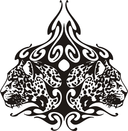 Tribal Predators.Vector illustration ready for vinyl cutting.のイラスト素材