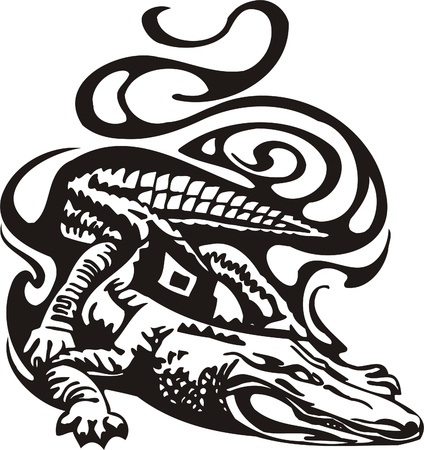 Tribal Predators.Vector illustration ready for vinyl cutting.のイラスト素材