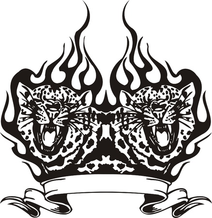 Tribal Predators.Vector illustration ready for vinyl cutting.のイラスト素材