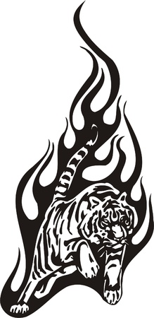 Tribal Predators.Vector illustration ready for vinyl cutting.のイラスト素材