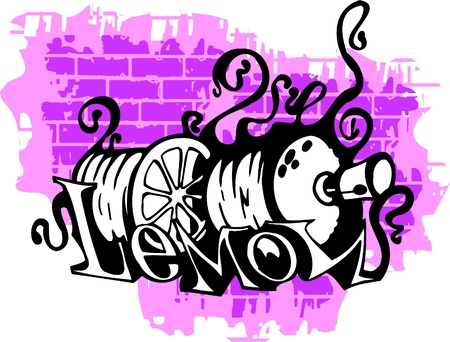 Graffiti - Spray ballon end Lemon.Vector Illustration. Vinyl-Ready.のイラスト素材
