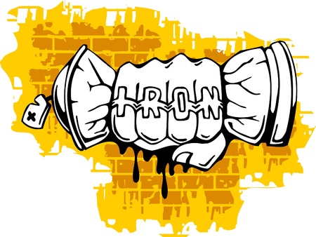 Graffiti - Fist end Spray ballon.Vector Illustration. Vinyl-Ready.のイラスト素材