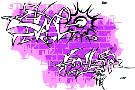Graffiti - Sun end Rays.Vector Illustration. Vinyl-Ready.のイラスト素材