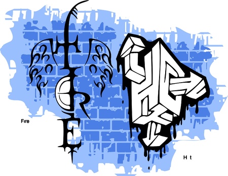 Graffiti -Tire end Wings.Vector Illustration. Vinyl-Ready.のイラスト素材