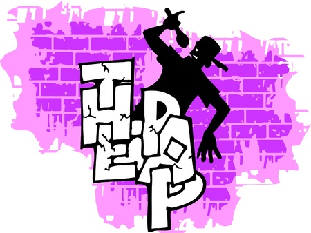 Graffiti -Wall and  Silhouette.Vector Illustration. Vinyl-Ready.のイラスト素材