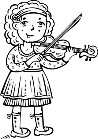 Girl playing the violin.Children.Vector illustration ready for vinyl cutting.のイラスト素材