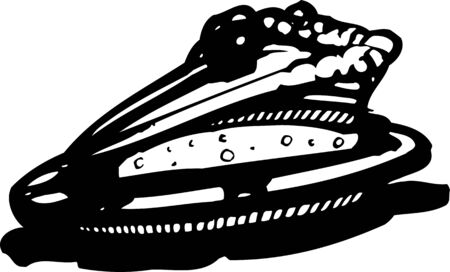 Piece of cake with cherries.FastFood.Vector illustration ready for vinyl cutting.のイラスト素材