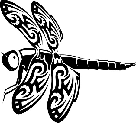 Dragonfly.Vector illustration ready for vinyl cutting.のイラスト素材