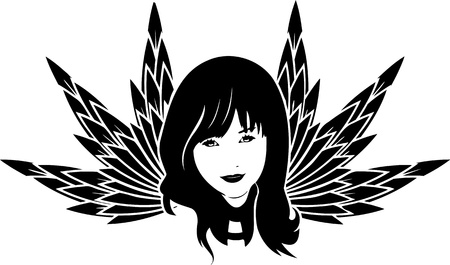 Girl with wings.Girls.  illustration ready for vinyl cutting.のイラスト素材