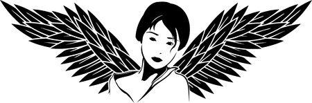 Girl with wings.Girls.Vector illustration ready for vinyl cutting.のイラスト素材