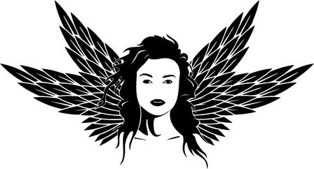 Girl with wings.Girls. illustration ready for vinyl cutting.のイラスト素材