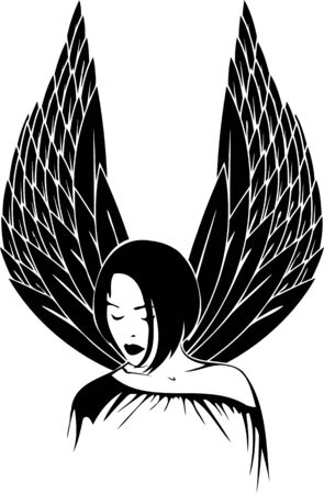 Girl with wings.Girls.Vector illustration ready for vinyl cutting.のイラスト素材